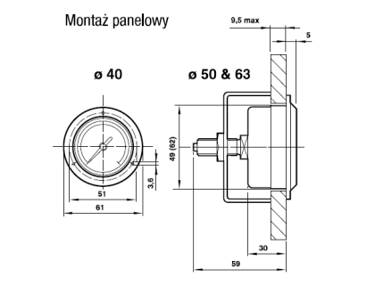 Manometr montaż panelowy - 2